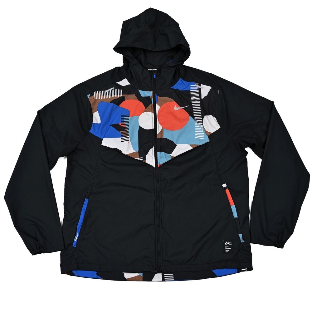 Nike Running Jacket Mens Large AIR Hooded Packable Repel Hola Lou Windrunner